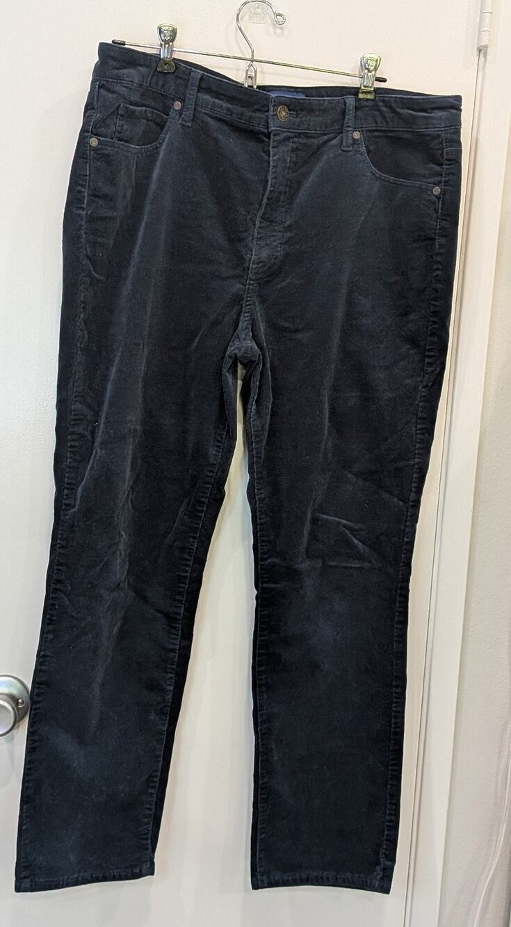 Lot of 2 Talbots Heritage Corduroy Pants 14P High-Waist Straight Teal & Taupe